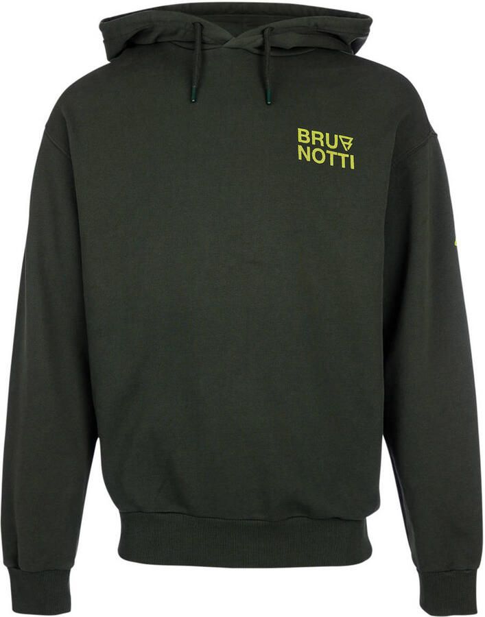 Brunotti hoodie met backprint donkergroen geel