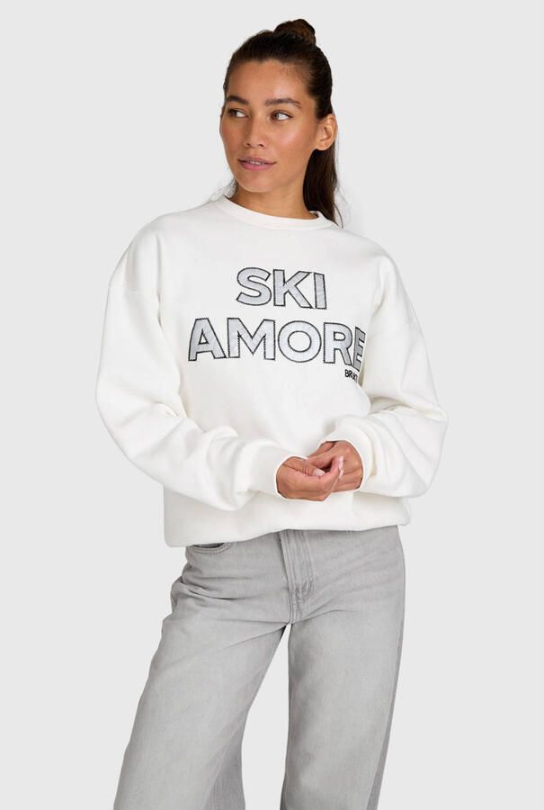 Brunotti katoenen sweater met tekst wit