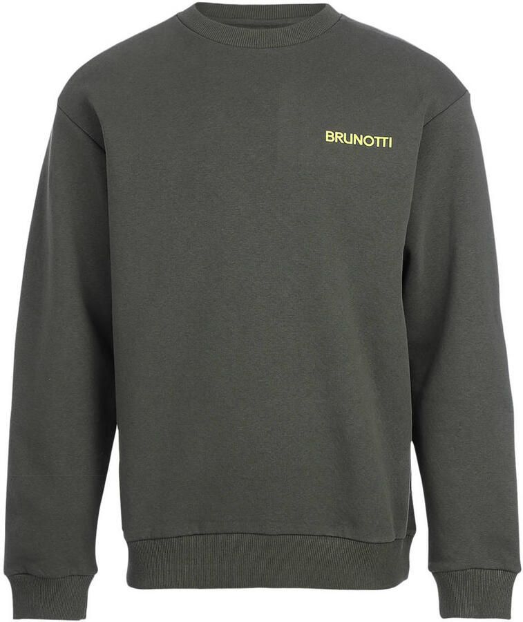 Brunotti outdoor sweater met backprint donkergroen geel