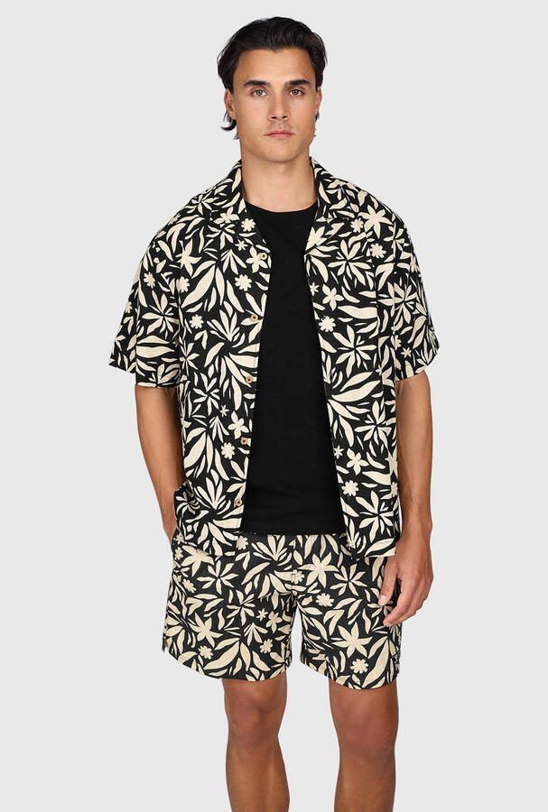 Brunotti overhemd all over print zwart ecru