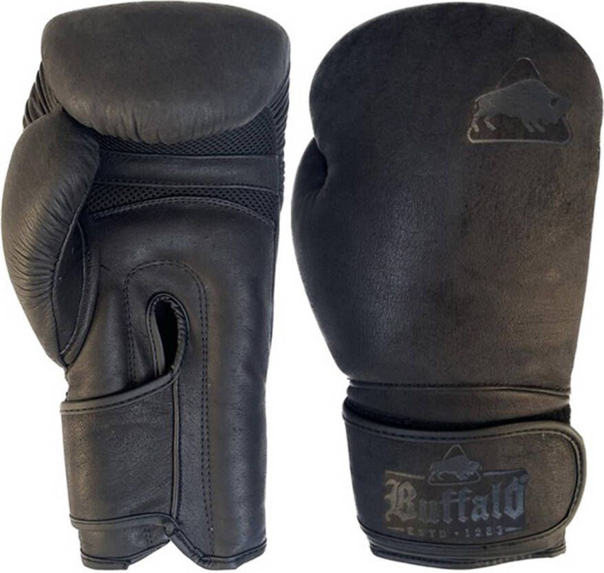 Buffalo leren bokshandschoenen zwart (12oz)