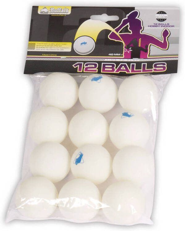 Buffalo Tafeltennis Ballen Celluloidvrij (12st.) Hobby Wit