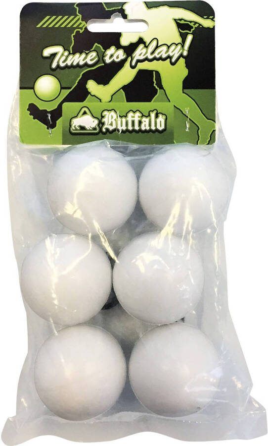 Buffalo tafelvoetbal bal 36 mm glad wit 6 stuks