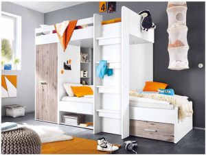 Emob Stapelbed Lopes met kast 90x200 Wit
