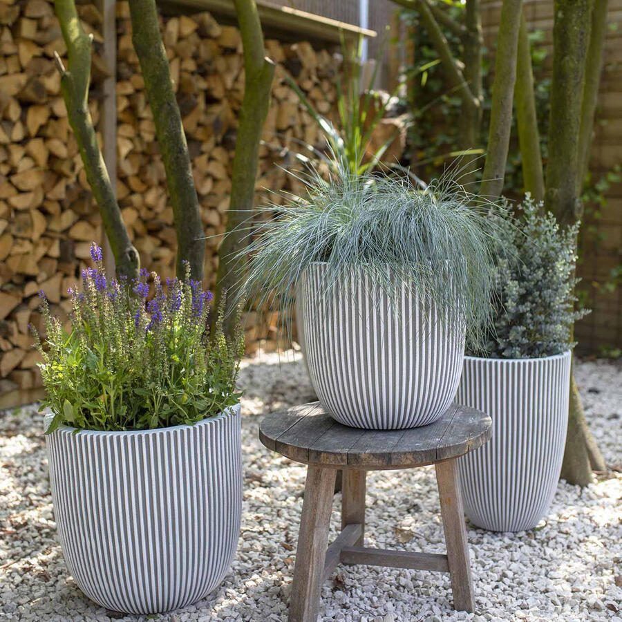 Capi Europe Vaas elegant laag Groove NL 34x46 Ivoor Opening Ø27 Bloempot voor binnen en buiten Levenslang garantie Breukbestendig 100% Recyclebaar CO2 Neutraal geproduceerd KGVI782 - Foto 2