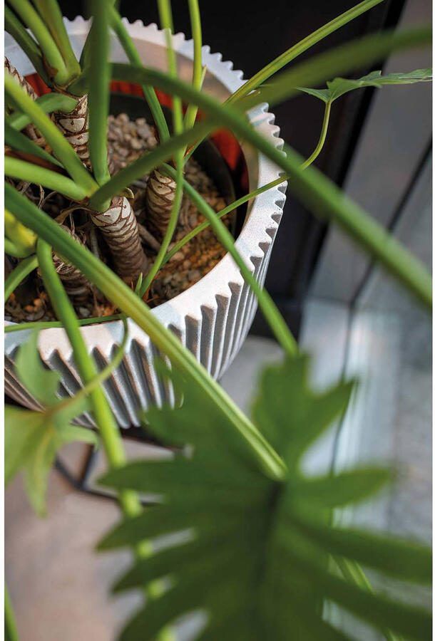 Capi Europe Bloempot bol Groove NL 35x34 Ivoor Opening Ø29 Bloempot voor binnen en buiten Levenslang garantie Breukbestendig 100% Recyclebaar CO2 Neutraal geproduceerd KGVI932 - Foto 2