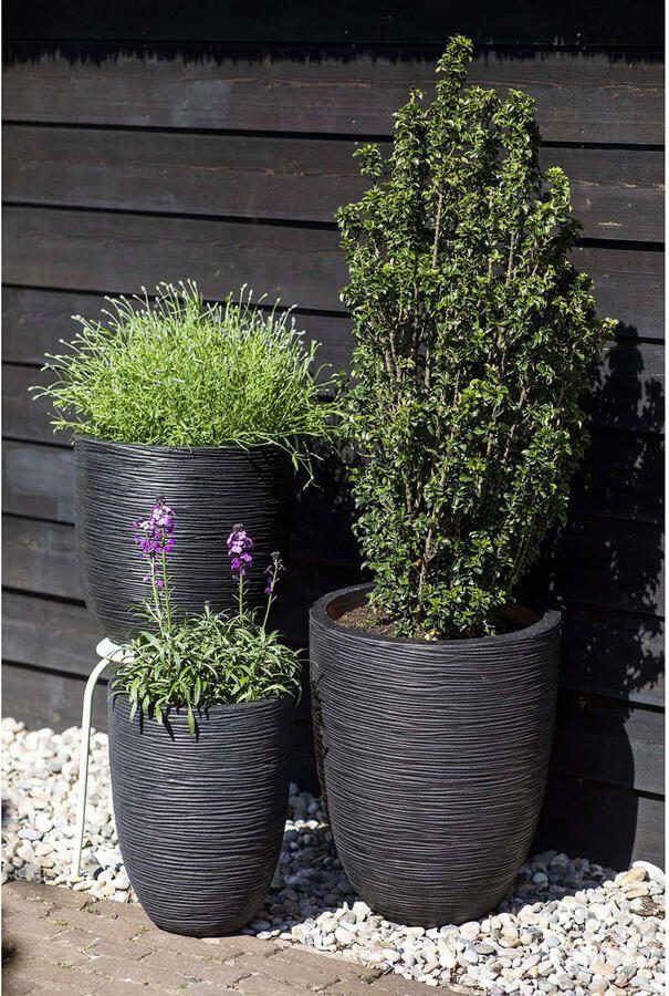 Capi Europe Bloempot bol Rib NL 35x34 Zwart Opening Ø29 Voor binnen en buiten Levenslang garantie Breukbestendig 100% Recyclebaar KBLR932 Opening Ø29 Bloempot voor binnen 5 jaar garantie KBLR932 - Foto 2
