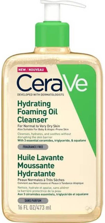 CeraVe Hydrating Foaming Oil Cleanser Reinigingsolie normale tot (zeer) droge huid 473ml Hydraterende Schuimende Reinigingsolie