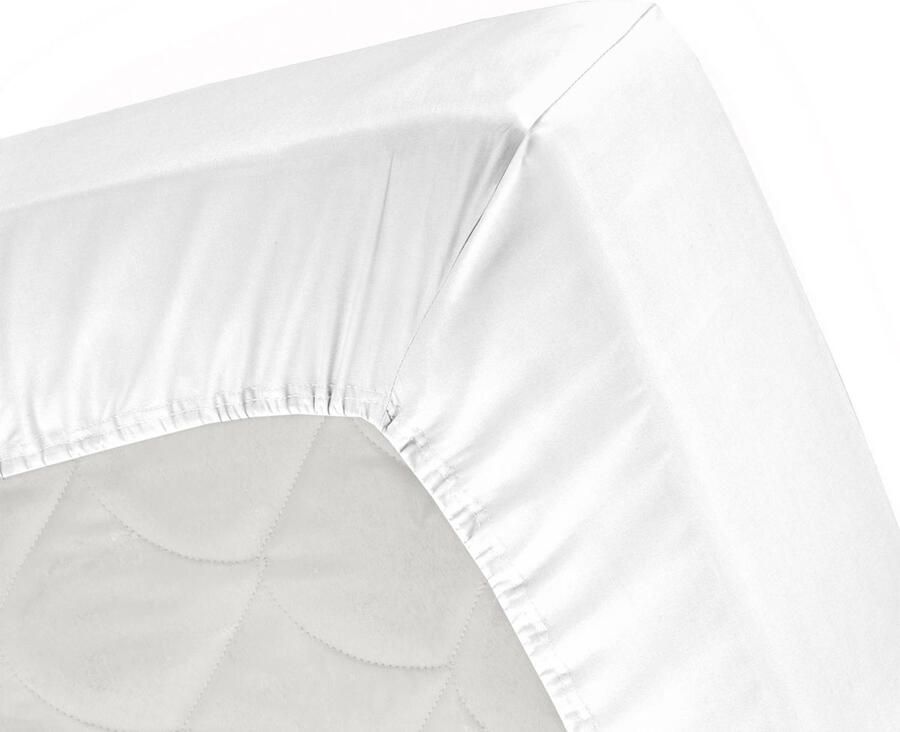 Cinderella Molton Hoeslaken Matrasbeschermer voor Topper Beschermt tegen Incontinentie 180x200 tot 15 cm Wit - Foto 4