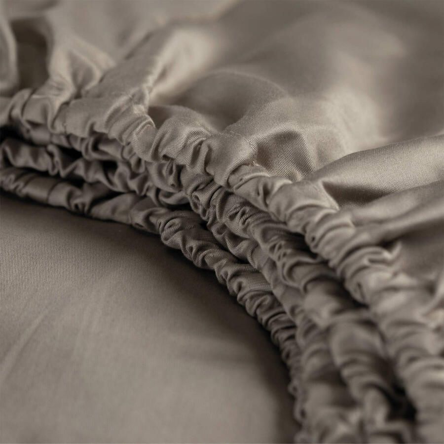 Cinderella Sundays Hoeslaken 2 Persoons 100% Katoen-Satijn 120x200 cm tot 25 cm Taupe - Foto 4