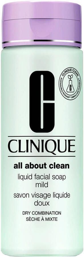 Clinique All About Zachte Vloeibare Gezichtszeep Droge tot Gemengde Huid 200 ml
