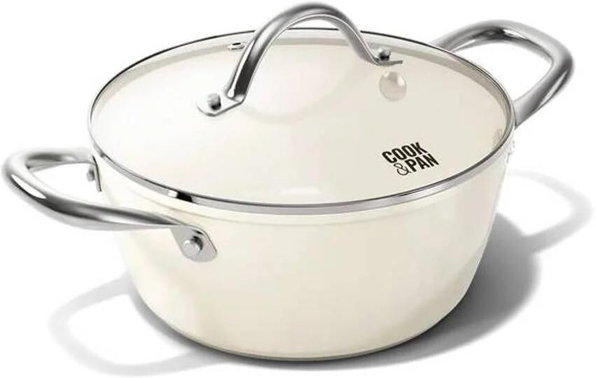 BY C&P © Go Ivory Kookpot met deksel 22 cm Inductie PFAS vrij Vaatwasser en Oven geschikt