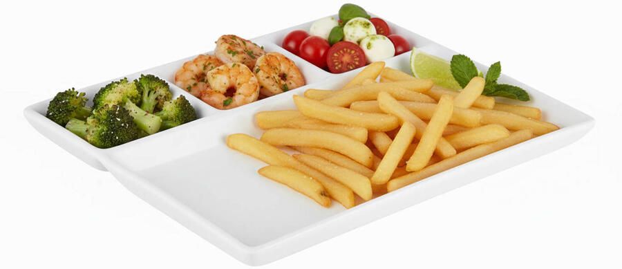 Cookinglife BBQ Borden Fondueborden Gourmetborden 4 vakken 26 x 20 cm 4 stuks