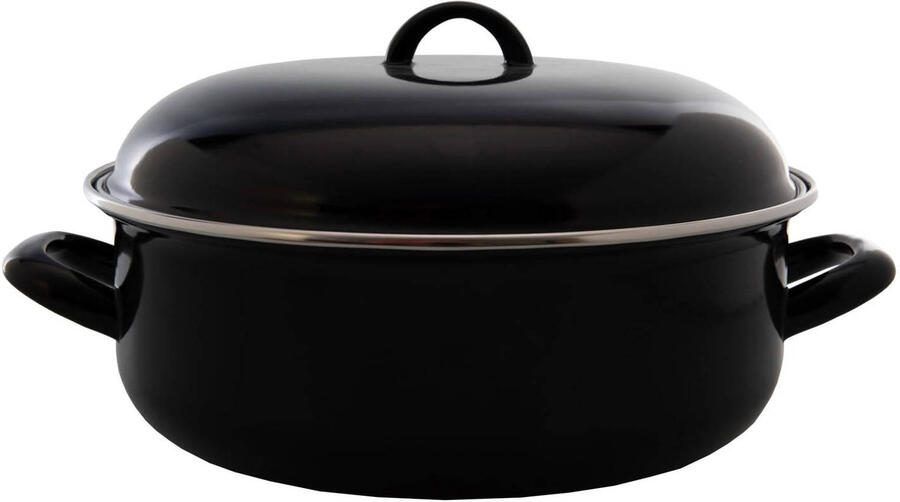 Cookinglife Braadpan met deksel Emaille Cooking ø 24 cm 4 Liter geëmailleerde anti-aanbaklaag