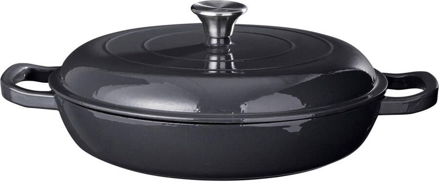 Cookinglife Braadpan met deksel Heritage Cast Gietijzer Grijs ø 30 cm 2.6 Liter geëmailleerde anti-aanbaklaag