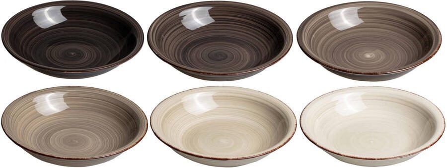 Cookinglife Diepe borden Pastaborden Delice Grijs ø 21 cm 6 stuks