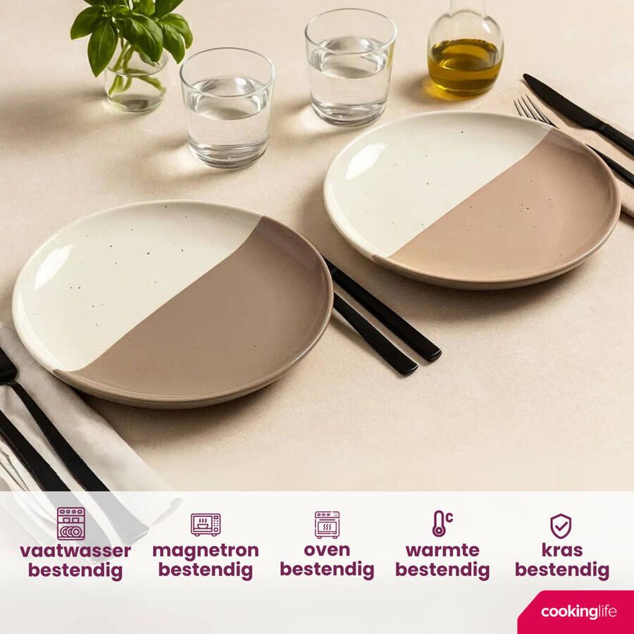 Cookinglife Dinerborden Leem ø 27 cm 6 Stuks