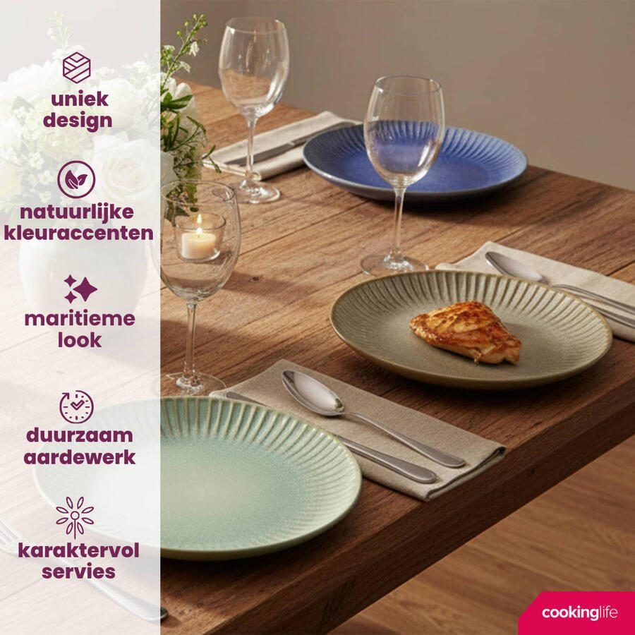Cookinglife Ontbijtborden Dessertborden Aqua Maris ø 21 cm 6 Stuks