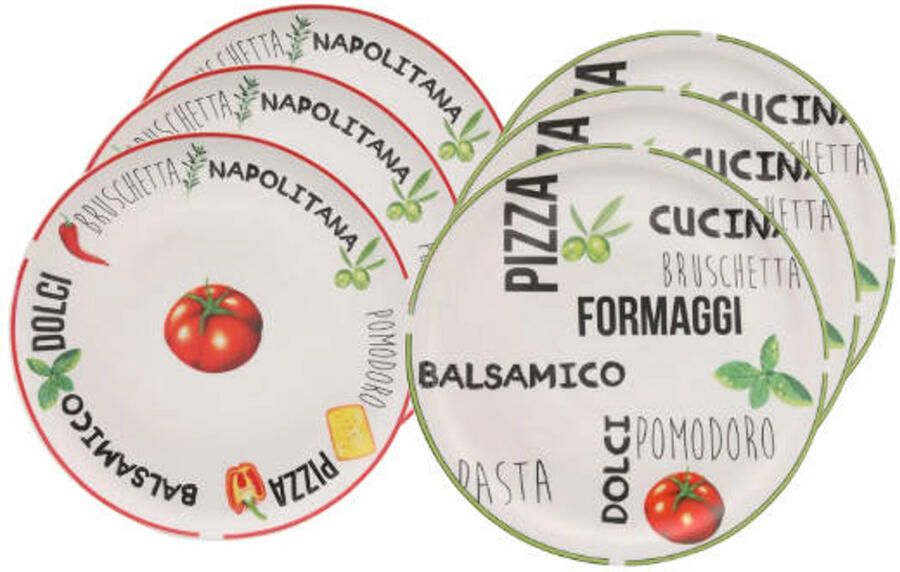 Cookinglife Pizzaborden Italia Porselein ø 30 cm 6 stuks