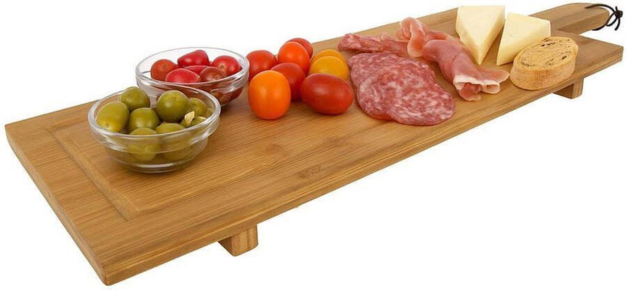 Cookinglife Serveerplank Tapasplank op pootjes XL Bamboe 88 x 26 cm