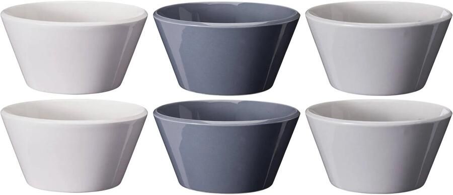 Cookinglife Soepkommen Kommen Siaki Wit Blauw Grijs ø 14 cm Porselein 6 stuks