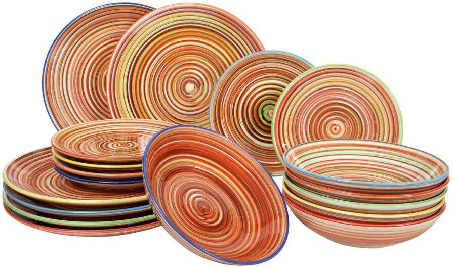 Cookinglife Serviesset Rhythm & Lines 18-delig 6 personen 6 dinerborden 6 ontbijtborden en 6 diepe borden