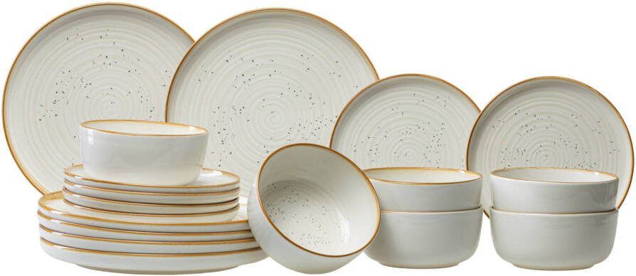 Cosy & Trendy Serviesset Baltic Vanilla 18-delig 6 personen 6 dinerborden 6 ontbijtborden en 6 kommen