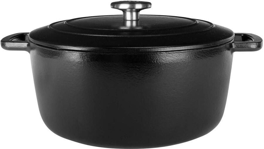 Cosy & Trendy Braadpan met deksel Fontestic Gietijzer Black Ø 28 cm 6.8 Liter geëmailleerde anti-aanbaklaag