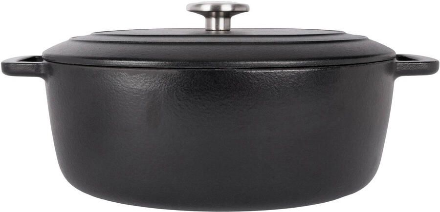 Cosy & Trendy Braadpan met deksel Fontestic Gietijzer Black Ovaal 31 x 24 cm 6 Liter geëmailleerde anti-aanbaklaag