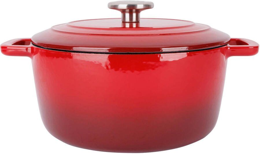 Cosy & Trendy Braadpan met deksel Fontestic Gietijzer Traditional Red ø 24 cm 4.6 Liter geëmailleerde anti-aanbaklaag