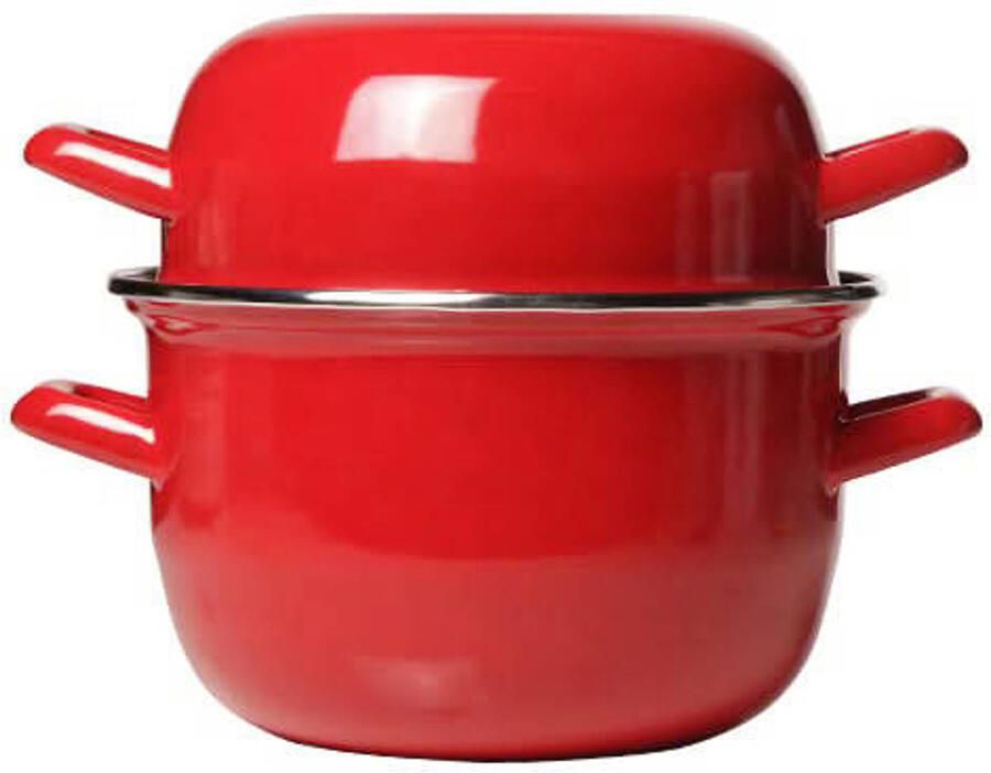 Cosy & Trendy Mosselpan Emaille Rood ø 18 cm 2.8 liter geëmailleerde anti-aanbaklaag