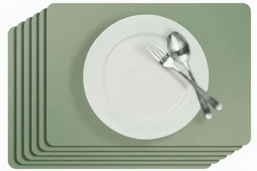 Cosy & Trendy Placemats Leather Look Basil 43 x 30 cm 6 Stuks
