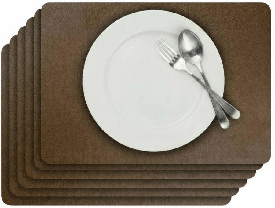 Cosy & Trendy Placemats Leather Look Lead Gray 43 x 30 cm 6 Stuks
