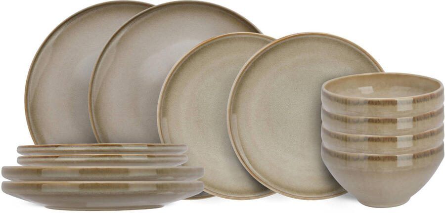 Cosy & Trendy Serviesset Conico 12-delig | 4 personen 4 dinerborden 4 dessertborden en 4 kommen