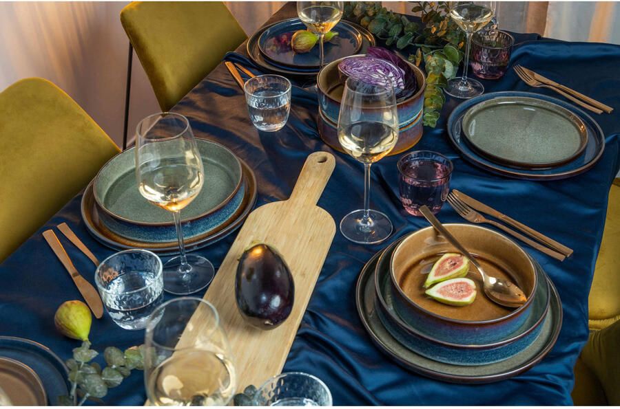Cosy & Trendy Serviesset Quintana Green 18-delig | 6 personen 6 dinerborden 6 diepe borden en 6 ontbijtborden - Foto 4