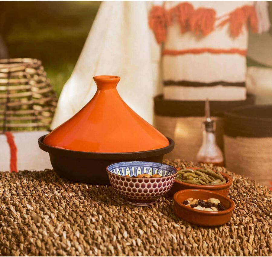Cosy & Trendy Tajine Inductie Zwart Oranje ø 25 cm zonder anti-aanbaklaag geschikt voor alle warmtebronnen - Foto 2