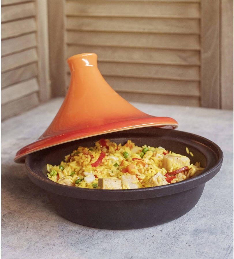Cosy & Trendy Tajine Inductie Zwart Oranje ø 25 cm zonder anti-aanbaklaag geschikt voor alle warmtebronnen - Foto 3