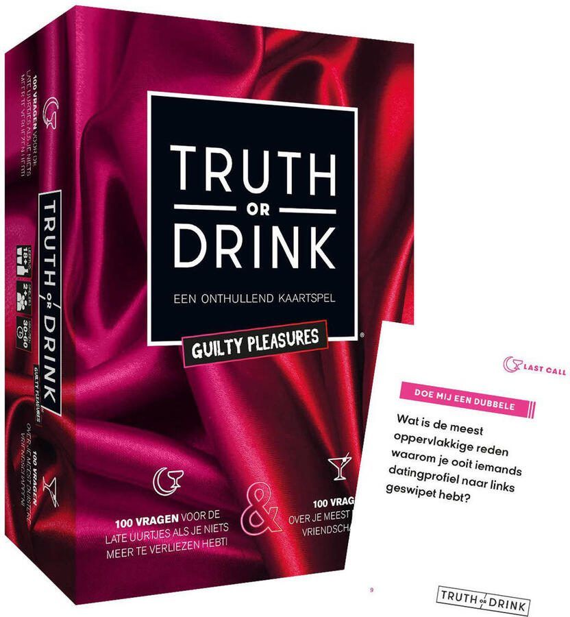 CUT Truth or Drink Guilty Pleasures Nederlandstalig Kaartspel - Foto 2