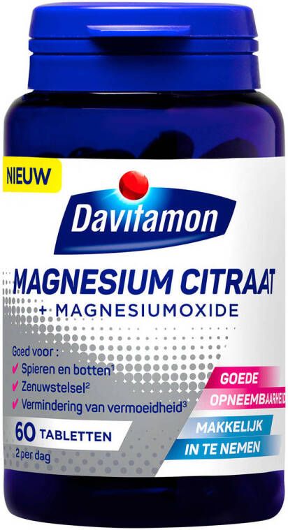 Davitamon Magnesium Citraat 100% voedingssupplement 60 tabletten