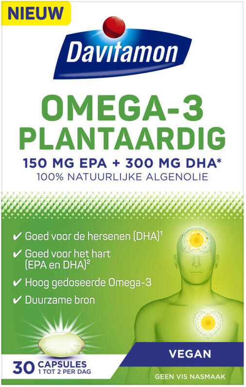 Davitamon Omega-3 Plantaardig met 100% natuurlijke algenolie vegan voedingssupplement 30 capsules