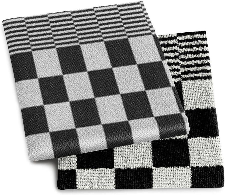 DDDDD Barbeque Theedoeken en Keukendoeken Set 4 Stuks Katoen 60x65 cm 50x55 cm Geblokt Zwart