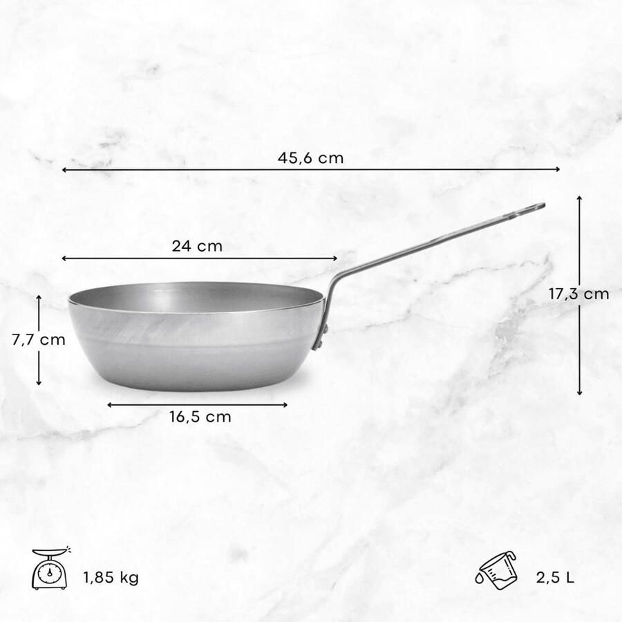 De Buyer Hapjespan Sauteuse Mineral B Element ø 24 cm 2.5 liter zonder anti-aanbaklaag - Foto 4