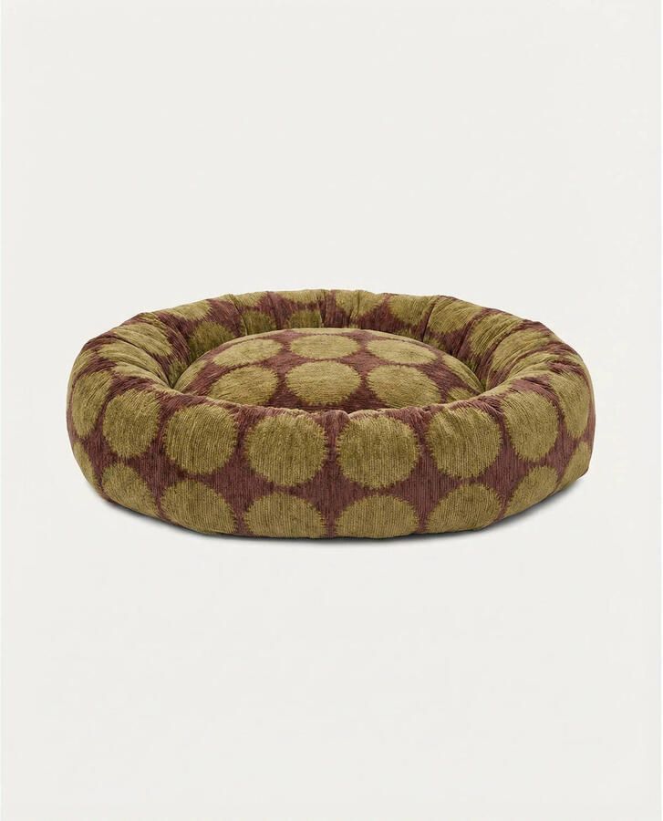 Dogguo Hondenmand rond DOT-ROUND-BED-BROWN GREEN-S (50X20 cm)