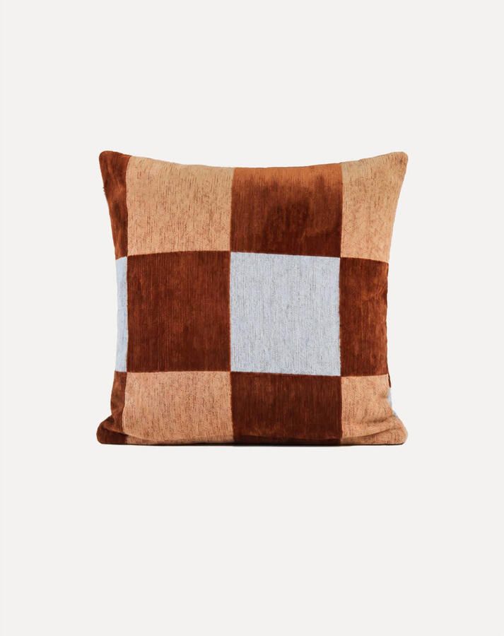Dogguo Sierkussen BLOCK-CUSHION-BROWN BEIGE BLUE (50X50 cm)