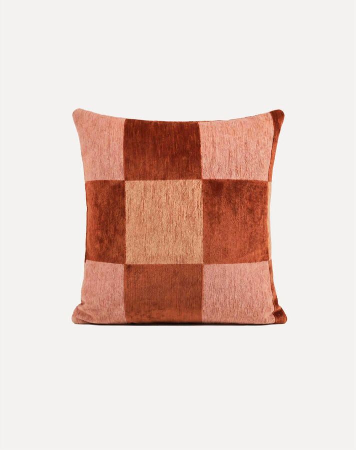 Dogguo Sierkussen BLOCK-CUSHION-BROWN BEIGE PEACH (50X50 cm)
