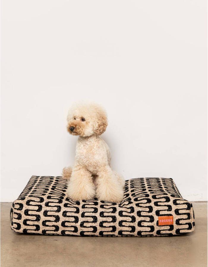 Dogguo hondenkussen RETRO-WAVE-BED-BEIGE BLACK-L