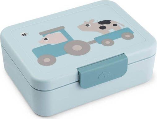 Done by Deer Broodtrommel met vakverdeling Tiny farm Blauw