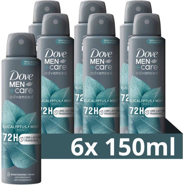 Dove Men+Care Advanced Anti-Transpirant Deodorant Spray Eucalyptus + Mint met Triple Action Technologie 6 x 150 ml