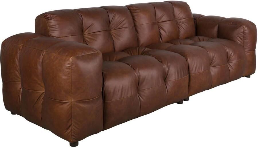 Dutchbone | Bank Hackman 3-zitsbank Leather Chocolate | Zitmeubels woonkamer | 3-zitsbank