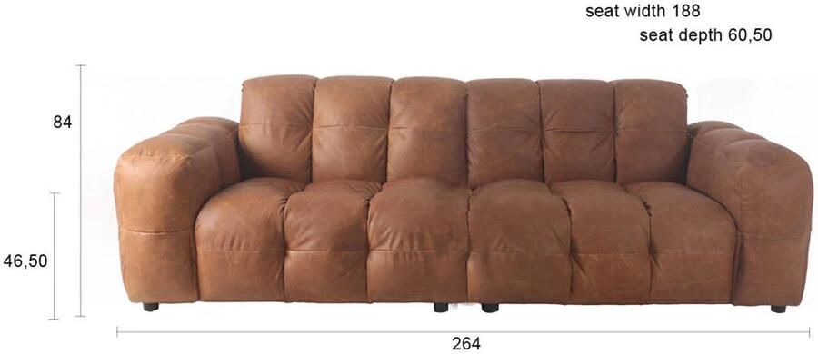 Dutchbone | Bank Hackman 3-zitsbank Leather Cognac | Zitmeubels woonkamer | 3-zitsbank